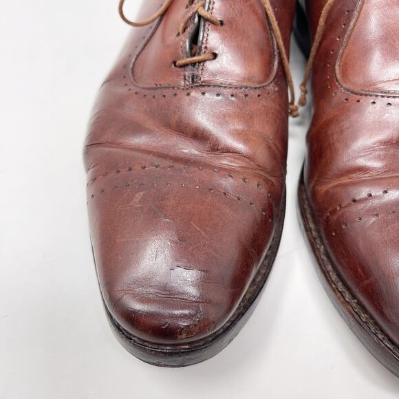 Allen Edmonds Mens 10.5 Brown Leather Vernon Cap Toe Oxford Lace Up Dress Shoes main image 13